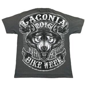 Hot Leathers 2016 Laconia Bike Week Wolf Motorcycle Gray Shirt Adult Large‎